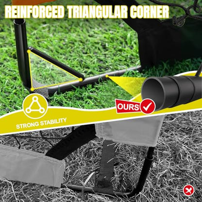 Pro-Grade Kids Backyard Soccer Goal, Tear-Resistant 5-Layer Polyester Soccer Net & 10mm Poles for Maximum Durability, 4x3ft/6x4ft/7x5ft, Pop Up Portable Soccer Training Equipment Set with Size 4 Ball - size: 6 ft x 4ft, style: Yellow