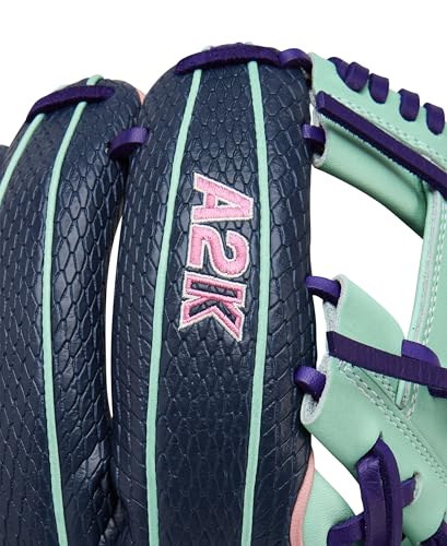 Wilson Fall 2025 A2K® Baseball Gloves - color: Navy/Seafoam/Pink, size: Infield - 11.5"