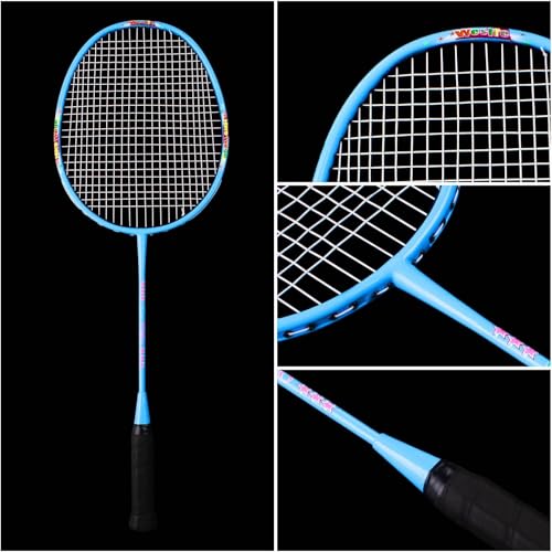 Senston Lightweight Beginner Badminton Set with 2 Rackets, 2 Shuttlecocks, Carry Bag - color: Red and Blue
