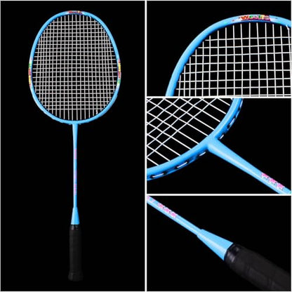 Senston Lightweight Beginner Badminton Set with 2 Rackets, 2 Shuttlecocks, Carry Bag - color: Red and Blue