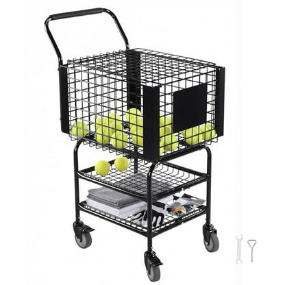 Tennis Ball Basket Cart Large Capacity Training Ball Pickup Basket Holds 350 Balls for Teaching & Court Use