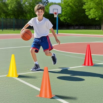 12 Inch Durable Cones,12pcs Versatile Plastic Traffic Cones and Soccer Cones for Sports Training,Agility Drills,Parking Safety,Basketball Training,Football Training. - color: colors