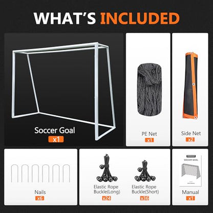 Aluminum Soccer Rebounder Net 7x5 Soccer Goals Rebounder Kid Board Big Bounce Back Wall Full Size Heavy Duty Large Practice Professional Training Kit Equipment Soccer Net Backyard Portable Youth 7*5ft