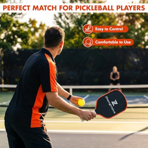 Carbon Fiber Pickleball Paddle, 16mm Lightweight Pickleball Racket with Honeycomb Core, Elongated Anti-Slip Handle & High Grit Surface for Spin, for Beginner to Professional Players