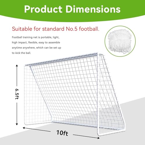 Soccer Goal for Backyard, 10 * 6.5ft Soccer Goal Net, Soccers Replacement Goal Nets, Portable Kids Training Soccers Net for Sports Match Training