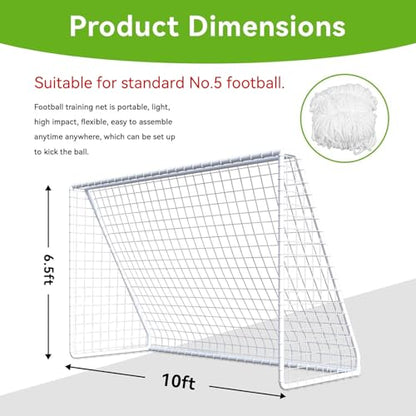 Soccer Goal for Backyard, 10 * 6.5ft Soccer Goal Net, Soccers Replacement Goal Nets, Portable Kids Training Soccers Net for Sports Match Training