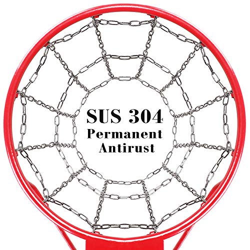 Dakzhou Basketball net, Metal Chain Net Braided Permanent Rust Proof (12 Links), Quick Installation - color: silver