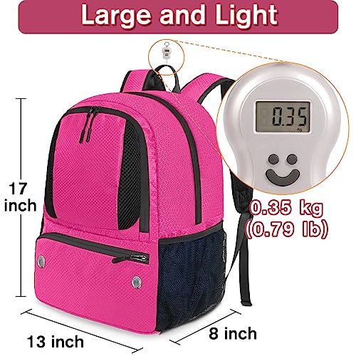 YOREPEK Soccer Backpack,Soccer Bag with Ball Holder, Water resistant Sport Equipment Bags Fit Basketball Volleyball Football - color: Deep Pink