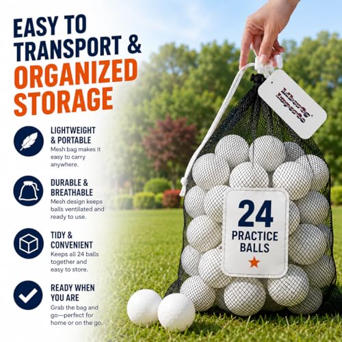 Liberty Imports 24 Pack Toddler & Little Kids Replacement T Balls, 2.5" Plastic Baseballs with Durable Mesh Bag - 2 Dozen Practice Toy Balls for Softball and Baseball Training