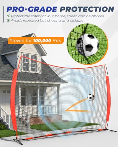 12x9/16x10/20x10ft Barricade Backstop Net, Ball Sports Barrier Netting, Protection Screen for Baseball Softball Lacrosse Soccer Hockey Training for Backyard with Carry Bag