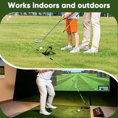 HVDI Golf Alignment Sticks Holder with Angle Adjustment, Golf Training Aid with Golf Alignment Stick, Weighted Golf Swing Training Aid Golf Trainer for Putting, Swing, Aiming