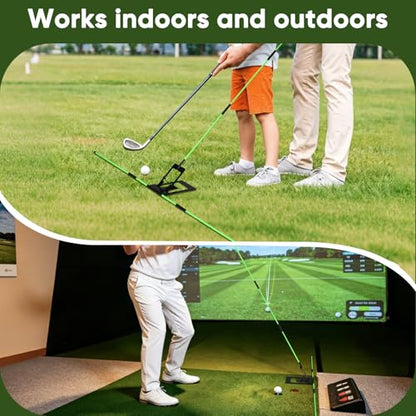HVDI Golf Alignment Sticks Holder with Angle Adjustment, Golf Training Aid with Golf Alignment Stick, Weighted Golf Swing Training Aid Golf Trainer for Putting, Swing, Aiming