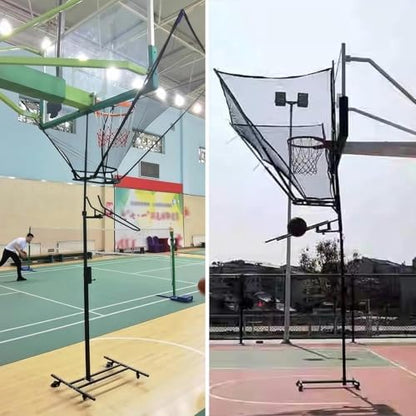 Shot Basketball Returner Rolling Return Net Floor Standing Backboard Rebounder Attachment for Traditional Pole/Wall Mounted Hoops Height Adjustable Shooting Racks