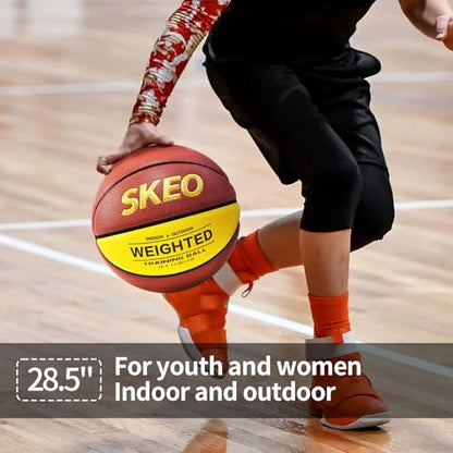 SKEO Weighted Basketball, 2.2/3/3.3LBS 28.5"/29.5" Trainer Heavy Basketballs Made of Composite, Indoor Outdoor Training Ball for Improving Handling Dribbling Rebounding - size: Size 6 Women & Youth -2.2LBS/1KG