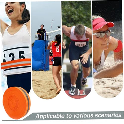 Beach Volleyball Lines 2'' X 328' Nylon Beach Vibrant Orange Volleyball Boundary Lines Tear-Resistant Reflective Caution for Running Track Lanes, Finish Line Markers Sand