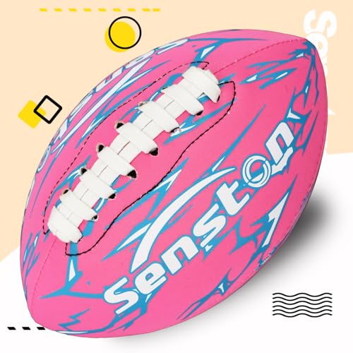 Senston Waterproof Durable Football for Pool 9.25 Inch Pool Football for Swimming Neoprene American Footballs - color: Pink