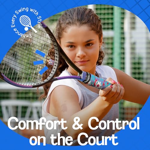 Racket Pets Kids Tennis Racket Dampener & Matching Overgrip Tape, Performance Shock Absorbing Dampener for Tennis Racket & Fun Animal Print Tennis Wrap Grip Tape - style: Parrot