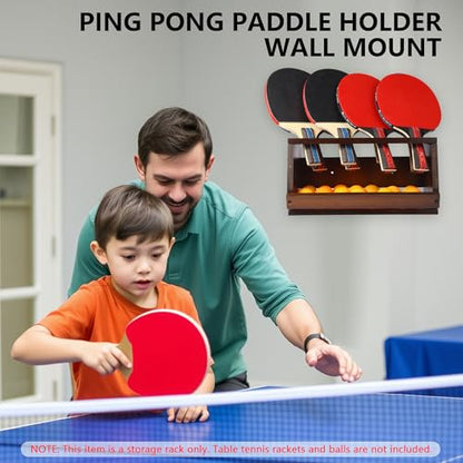 Ping Pong Paddle Holder, Ping Pong Paddle Storage Rack Hold 8 Rackets, 2-in-1 Wall Mount & Countertop Table Tennis Holder for Garage, Game Room, Bar and Men Cave