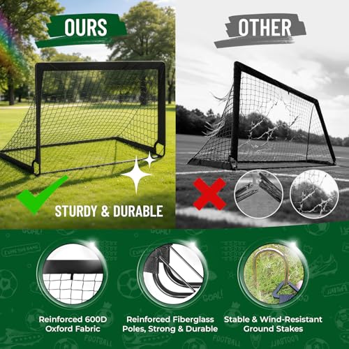 Kids Soccer Goal Set for Backyard – 4x3FT Portable Soccer Nets (Set of 2) with Ball, Scoreboard, Agility Ladder, Cones & Target Nets – Indoor Outdoor Soccer Training Equipment for Kids, Boys & Girls