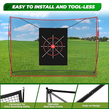 FAHKNS Golf Net, 10 x 7FT Heavy Duty Golf Practice Net with Chipping Practice Net, Golf Practice Net, Training Net for Backyard Driving Chipping Indoor Outdoor Training