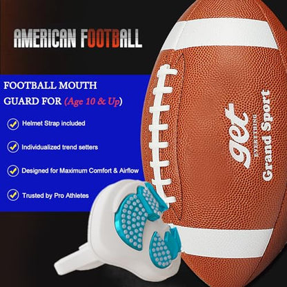 LeCool Football Mouth Guard with Connected Strap- 3D Beast Chrome Adult and Youth Mouth Guard-Mouth Piece for Sports for Maximum Air Flow and Teeth Protection