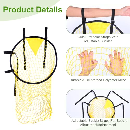 4PCS Soccer Goal Target Nets – High-Visibility Yellow Training Aids for Football Shooting Accuracy, Durable Fiberglass & Oxford Cloth Design, Easy to Attach/Detach