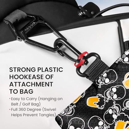 Amy Sport Golf Bag Accessories Valuables Pouch Bags Multi Pocket Zipper Hook with 10 Pcs Wood Golf Tees for Men Women - color: Beer