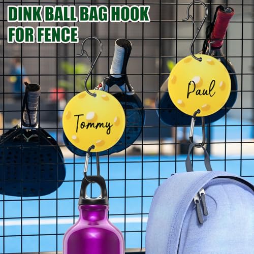 CroBlissful 6 Pcs Bag Hook for Fence Baseball Football Basketball Tennis Team Gifts Bag Clip Sports Backpack Buckle with Acrylic Board for Bat Water Bottle Player Lover Gifts - color: Yellow and Red