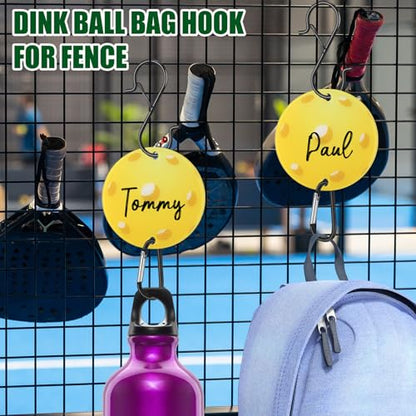 CroBlissful 6 Pcs Bag Hook for Fence Baseball Football Basketball Tennis Team Gifts Bag Clip Sports Backpack Buckle with Acrylic Board for Bat Water Bottle Player Lover Gifts - color: Yellow and Red