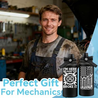 Fufandi Mechanic Gifts - Maintenance Man Gifts for Men - Mechanic Appreciation Gift - Maintenance Worker Travel Water Bottle 32oz - color: Mechanic Black
