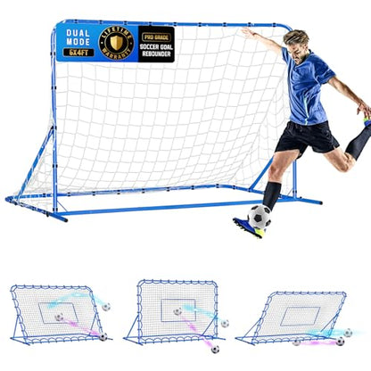 Soccer Baseball Rebounder Net, Soccer Goal Net, Volleyball Softball Rebound Pitchback Net Quick-Switch Angle Training for Control, Passing Practice, Bounce Back Rebounder Goals Gifts Trainer Equipment - size: 6FTx4FT
