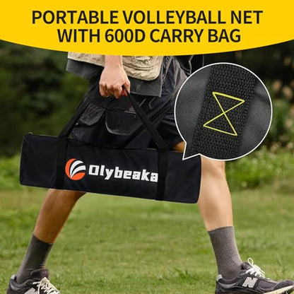 32ft Portable Outdoor Volleyball Net Set for Backyard Beach with Adjustable Poles, Durable, Soft PU Volleyball & Pump, Carry Bag - Easy Set Up & Durable