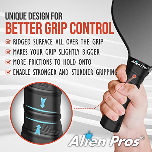 ALIEN PROS Pickleball Overgrip (4-Pack) with Ridges for Better Grip Control - Precut and Dry Feel Pickleball Grip Tape - Non-Slip Pickleball Paddle Grip Tape for High Performance - color: Blue