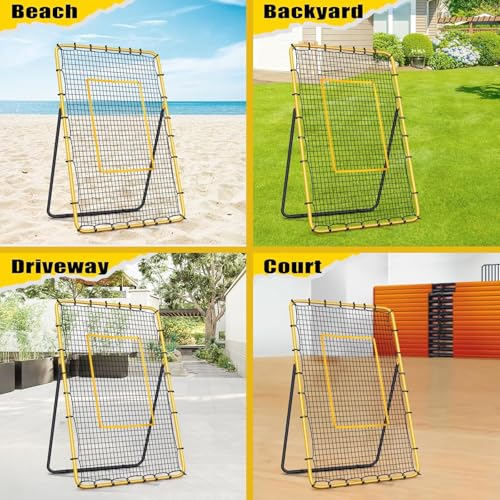 Volleyball Rebounder Net 7x4 ft -5 Angles Adjustable, Outdoor Portable or Home Training Equipment, Backyard Volleyball Trainer with Rebound Net, with Travel Bag