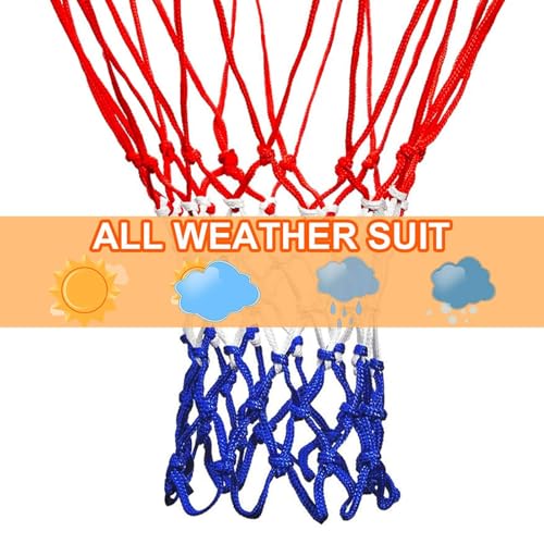 LAO XUE Basketball Net Replacement,(6.88 oz) 12 Loops Professional Heavy Duty Basketball Net, Red White and Blue Net Suitable for Outdoor Standard 12 Loops Basketball Hoop