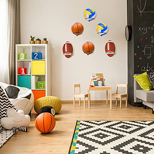 Threan Basketball Holder Wall Mount, Sports Ball Storage Display Rack for Basketball Football Volleyball Soccer, Metal Black Ball Holder, Room Decor Saver Storage Display