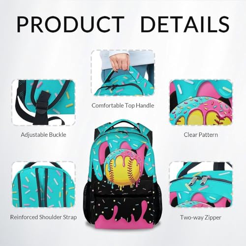 Softball Backpack for Girls Kids - Kids Backpacks Youth Player Gift 17" Drip Design Girls Bookbag Sports School Bag for Kindergarten Elementary - color: Yellow