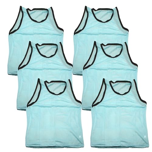 BlueDot Trading Adult & Youth Scrimmage Training Vests for Soccer, Basketball & More – Available in 1, 6, 12, 24 Packs - color: Sky Blue, style: Youth 6 Pack