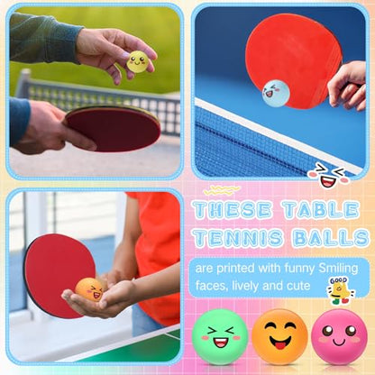 24 PCS Table Tennis Balls Novelty Face 3 Special Emotion Cute Table Tennis Balls Accessories for All Golfers Christmas Birthday Gift Fun Table Tennis Gift - color: Multicolor