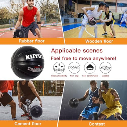 KUYOTQ 3LBS/3.3LBS/2.2LBS Weighted Heavy Training Basketball 29.5/28.5" in and Outdoor Improving Handling Dribbling Passing Rebounding Skill Composite Size 7/6 Weighted Training Basketball Equipment - color: Black, size: Size 7 Adult & Pro - 29.5"-3.3LBS