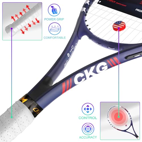 Tennis Rackets for Adults 27 Inch Tennis Racquets Set Included Tennis Racket Tennis Balls Overgrips Vibration Dampers Tennis Bag - style: 2 pack