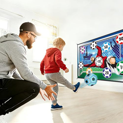 Kids Soccer Ball Target Game Set, Indoor Outdoor Sticky Soccer Game with 2 Soft Balls, 150x100cm Large Soccer Shooting Target, Fun Sports Toy Gift for Boys Girls Ages 3+ Backyard Yard Lawn Party Play