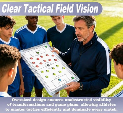 Soccer Coaching Board Magnetic, Double-Sided Dry Erase Soccer Tactics Board for Coaches, Soccer Magnet Board & Coaching Equipment with Markers, Pen, Carry Bag, Coach Gift - color: Soccer-white