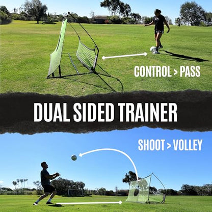 QuickPlay Tekkers Trainer 6.5x4ft Soccer Rebounder Net - Dual Net Soccer Trainer for Backyard Training - Portable Soccer Rebounder for Passing, First Touch & Control