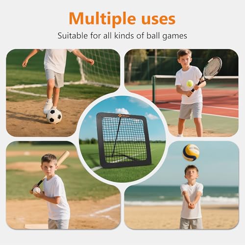 Soccer Rebounder with 8 Angle Adjustments, Baseball Rebound 40 x 40 inch Durable and Versatile Soccer Bounce Back Net for Backyard, Kids Teens & All Ages Soccer Volleyball Lacrosse Training Equipment
