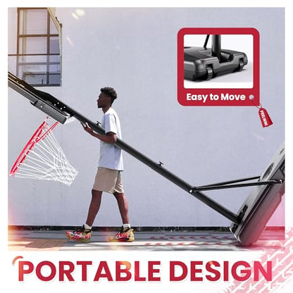 Feelwin Basketball Hoop, Portable Adjustable Height Basketball Goal with Wheels in Driveway, Backyard & Outdoor for Kids Youth and Adults - size: 45in Backboard