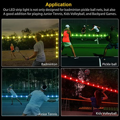 LED Badminton Net Light, 17Ft Remote Control LED Rim Light, 16 Color Change by Yourself, Waterproof, A Good Addition for Playing Junior Tennis, Kids Volleyball, Soccer, and Backyard Games
