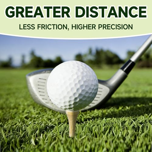 100 Pcs Natural Bamboo Golf Tees, 3-1/4 Inch Biodegradable Tees for Men & Women, Environmentally Friendly for Driving Range & Practice