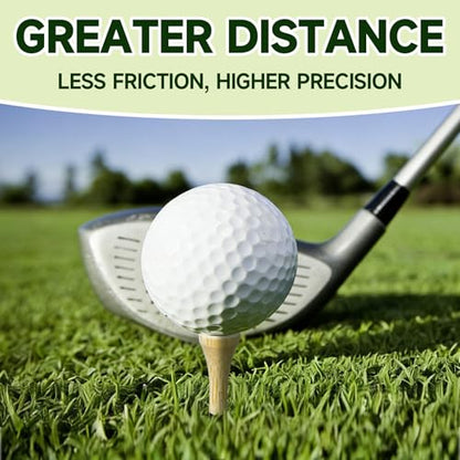 100 Pcs Natural Bamboo Golf Tees, 3-1/4 Inch Biodegradable Tees for Men & Women, Environmentally Friendly for Driving Range & Practice