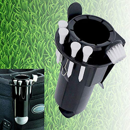 Golf Ball Holder Tee Holder Clip Caddy with Nylon Brush Divot Tool